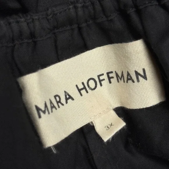 Mara Hoffman Black Wrap Midi Dress Long Sleeve Tie Waist Organic Cotton 3X $595